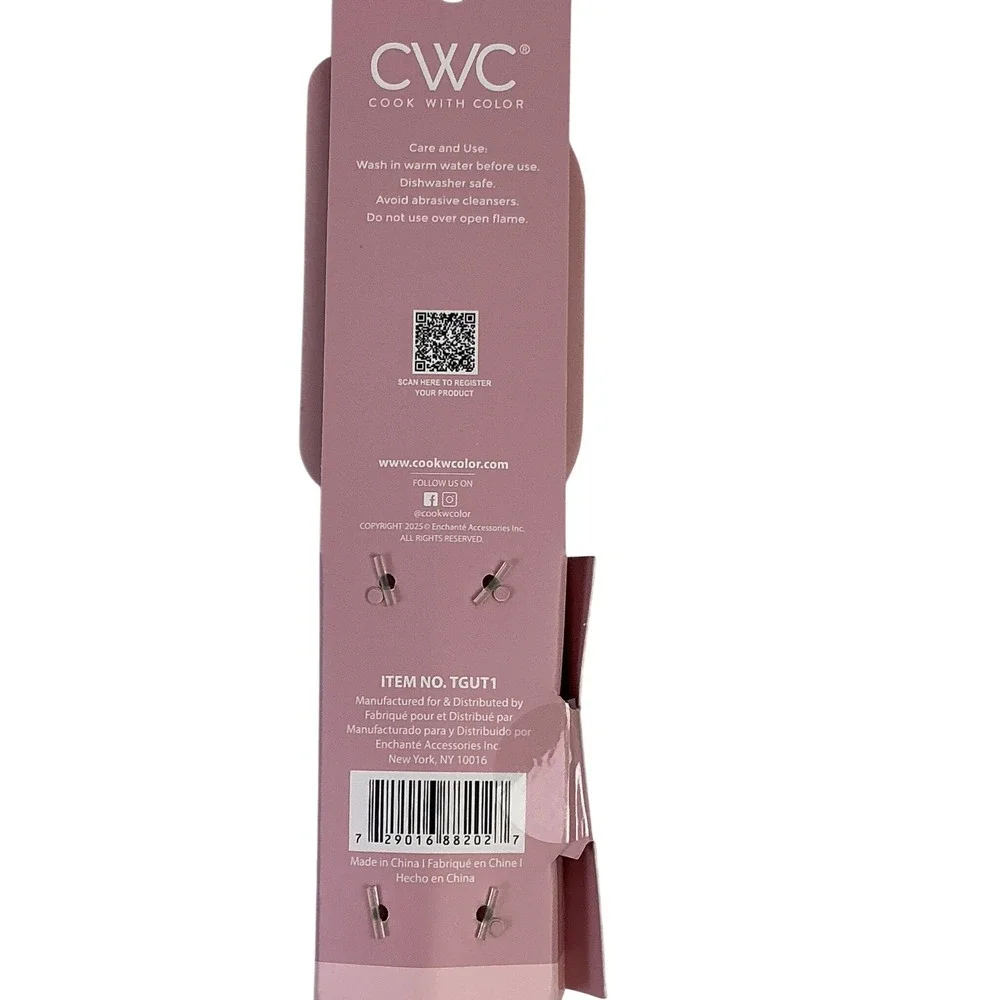 CWC Cook With Color‎ Pink Silicone Turner & Spatula Set BPA Free 450F